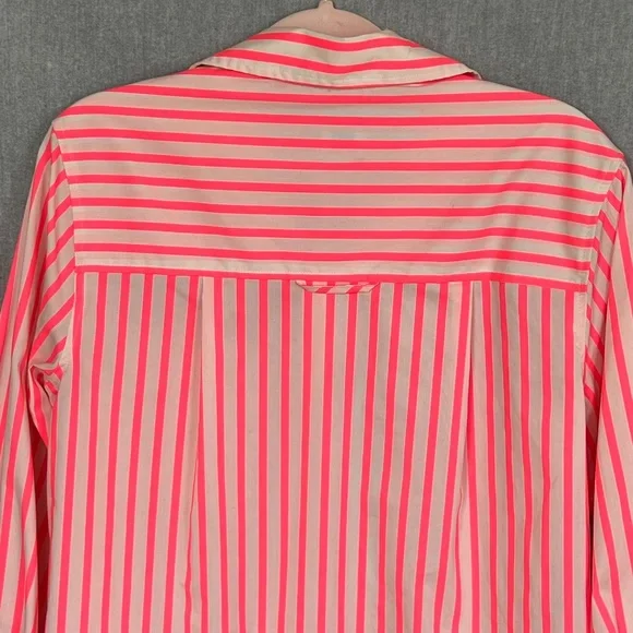 NWT a new day Women Neon Stripe Cotton Blend Button Down Shirt Sz M Work - Picture 6 of 11